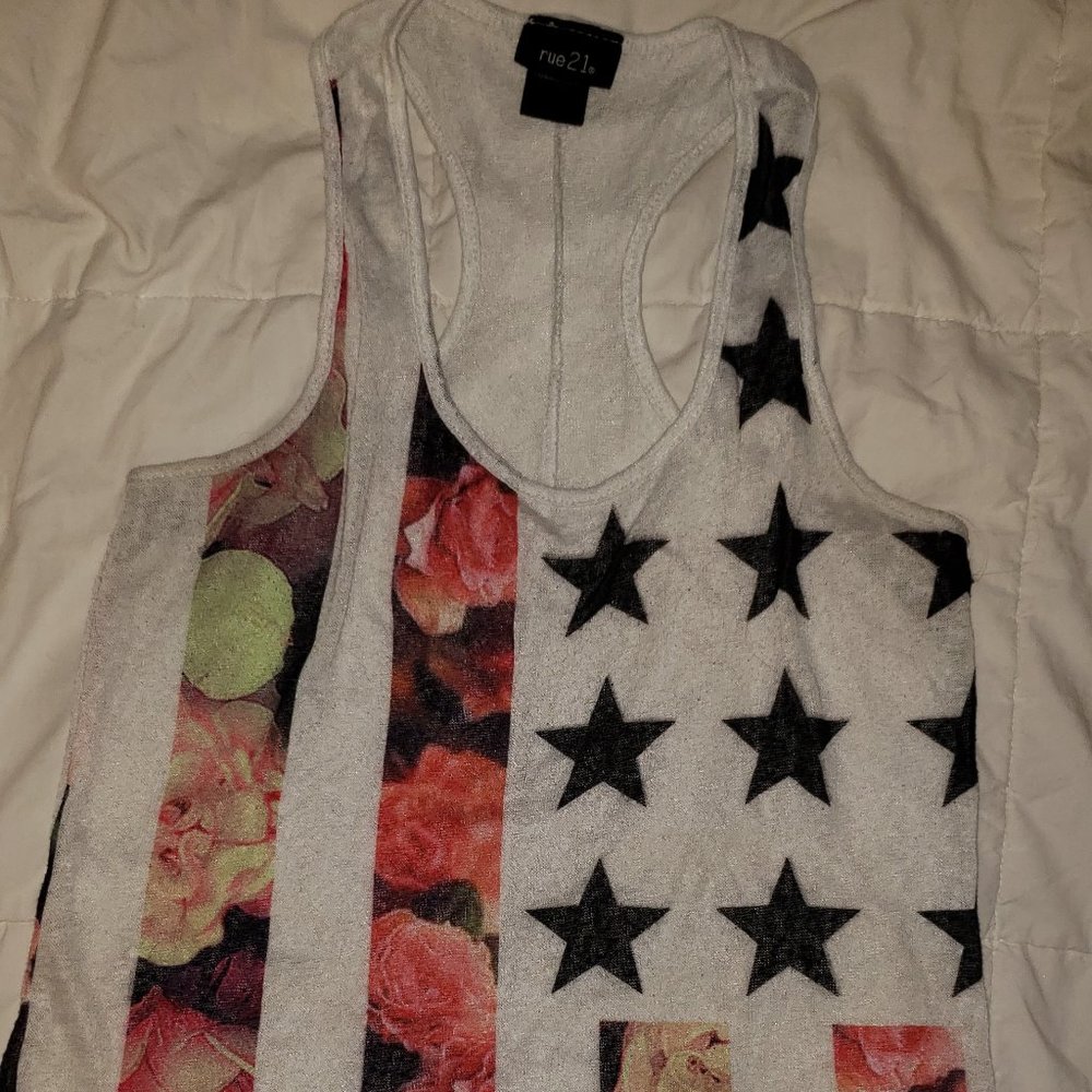 Rue 21 Floral Flag Tank Top